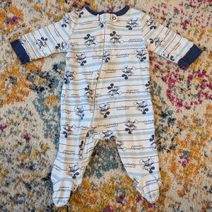 Disney Baby Footed Zippered Pajamas, 0-3 Months, Mickey Mouse, Blue and White